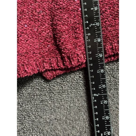 Chico's Knit Sweater Womens Size 3 US XL Burgundy Long Sleeve V-Neck Sequin - Picture 6 of 7